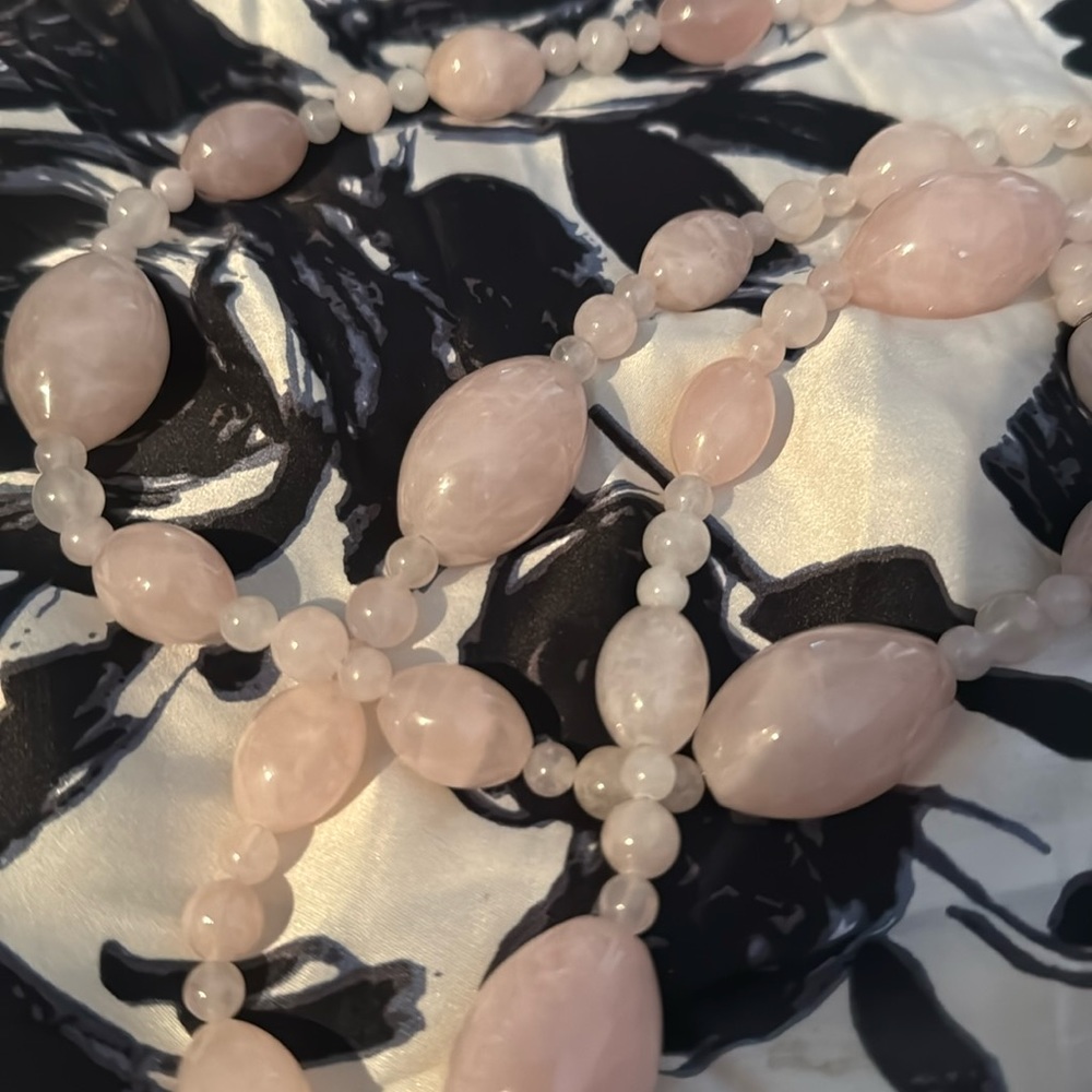 Pink Quartz Long Necklace - heavy and good quality